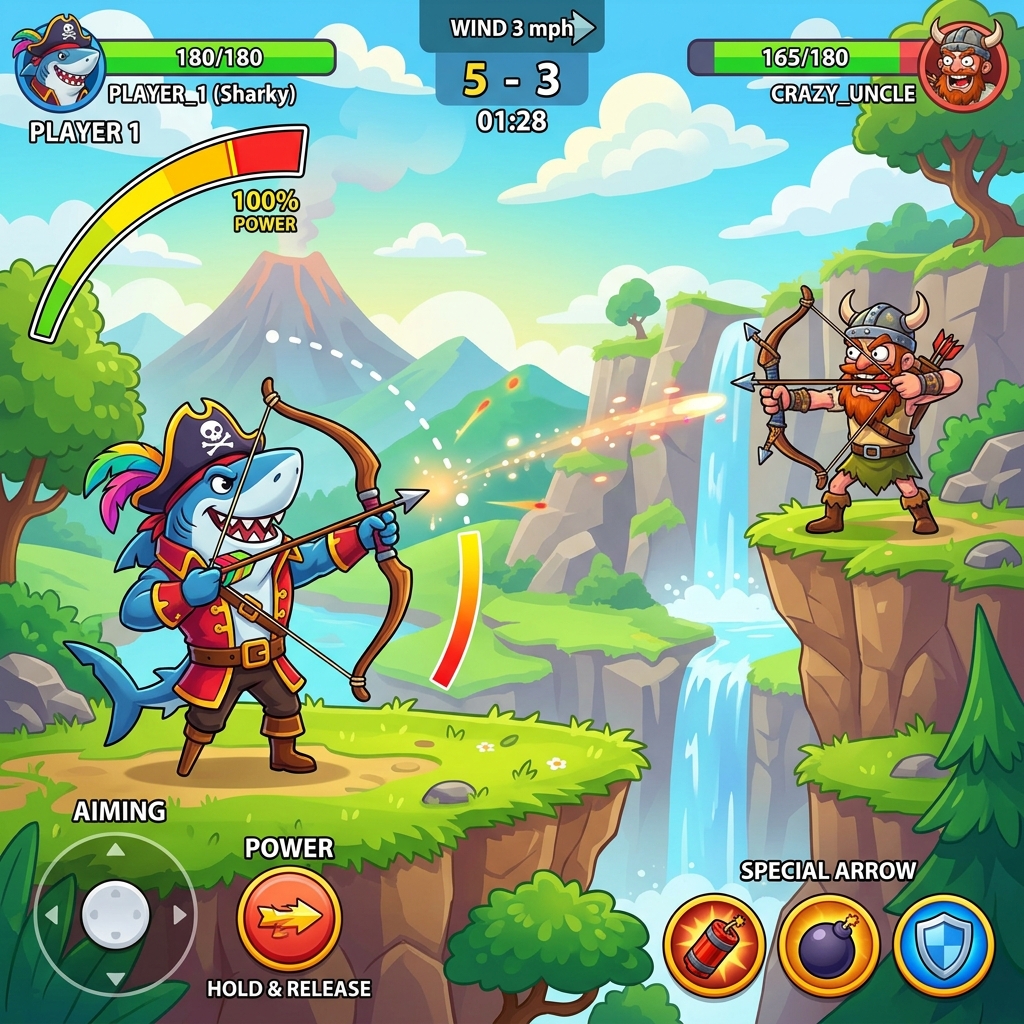 Bowmasters APK Oynanış Görüntüsü 1